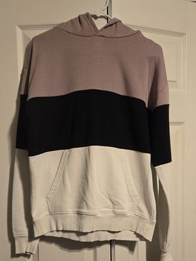 Men's Colorblock Hoodie Sweatshirt - Light Mauve, Black & White